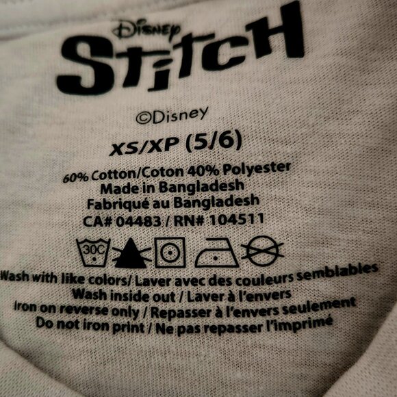 Stitch & Angel Disney official popular t-shirt Sz 5/6 60% Cotton 40% Polyester - Picture 2 of 4